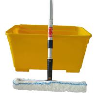 《止滑大師PAST》防滑劑大面積施工用-35cm清潔兔毛刷組+清潔桶(塗佈桶)+兩段式鋁合金伸縮桿 (台灣T字桿)